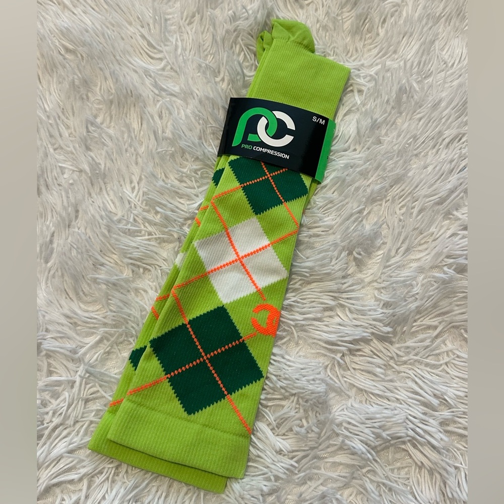 PROcompression socks S/M - green argyle